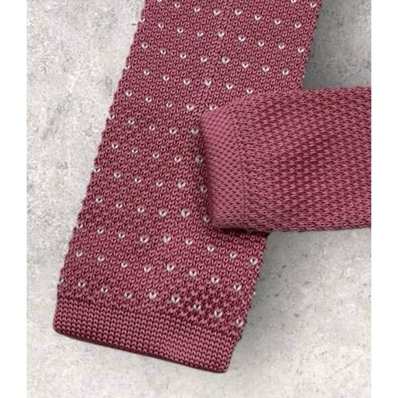 HARRISON BLAKE Polyester Knit Tie Pink Geometric W:2.1" EUC - Picture 4 of 5